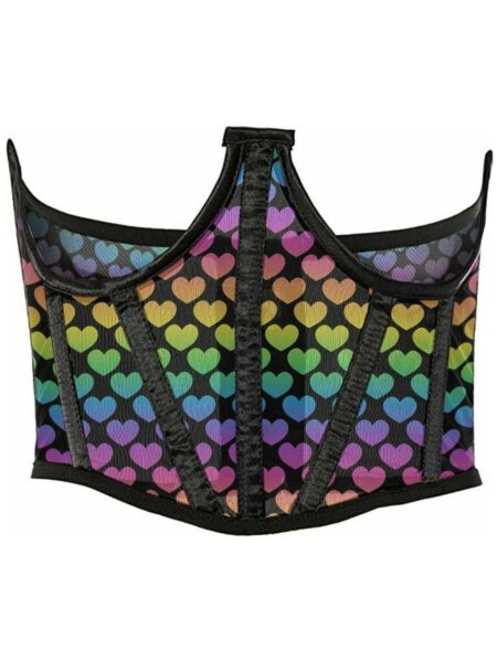 Lavish Rainbow Hearts Mesh Open Cup Waist Cincher — Pleasure Zone Houston