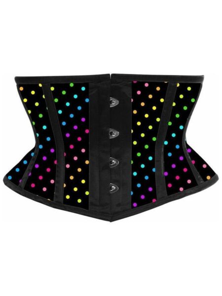 Lavish Rainbow Polka Dot Print Satin Mini Cincher Corset — Pleasure Zone Houston