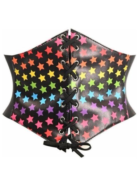 Lavish Rainbow Stars Lace-Up Corset Belt Cincher — Pleasure Zone Houston