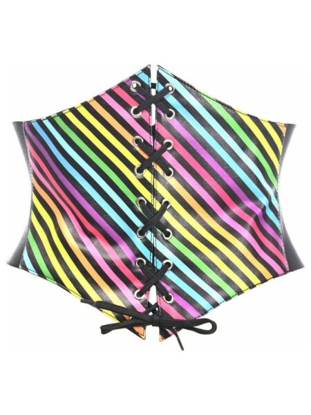 Lavish Rainbow Stripes Lace-Up Corset Belt Cincher — Pleasure Zone Houston