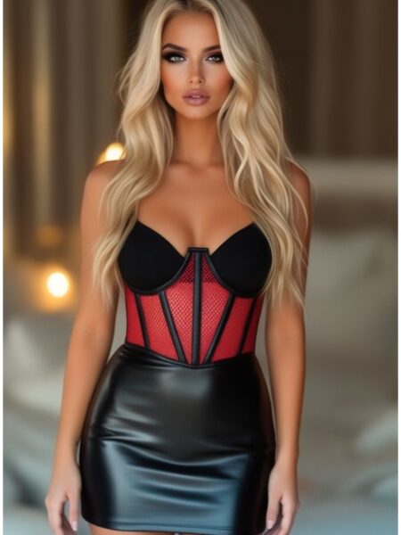 Lavish Red Fishnet Underwire Open Cup Waist Cincher — Pleasure Zone Houston