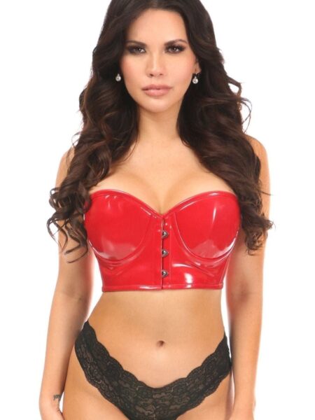 Lavish Red Patent PVC Underwire Short Bustier — Pleasure Zone Houston