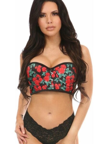 Lavish Red Roses Underwire Short Bustier — Pleasure Zone Houston