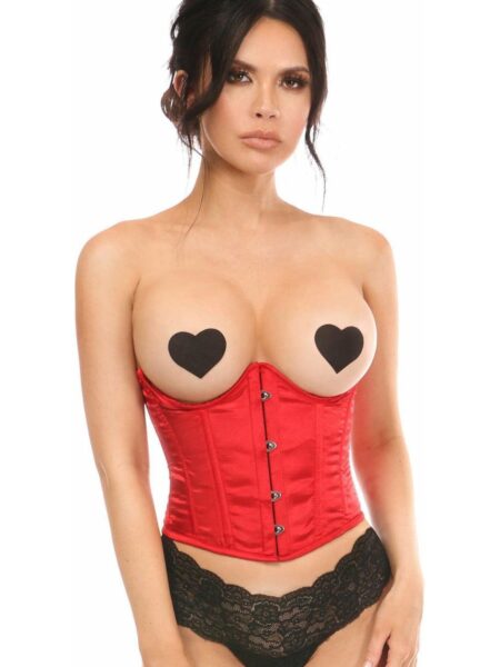 Lavish Red Satin Open Bust Underwire Short Underbust Corset — Pleasure Zone Houston