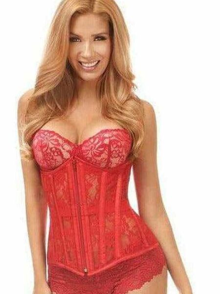 Lavish Red Sheer Lace Under Bust Corset — Pleasure Zone Houston