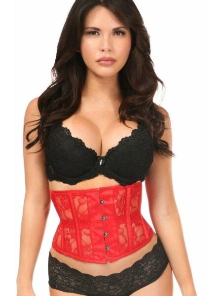 Lavish Red Sheer Lace Waist Cincher Corset — Pleasure Zone Houston
