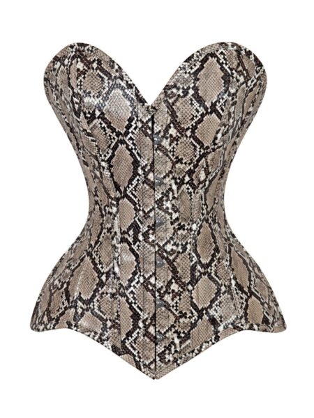 Lavish Snake Skin Print Overbust Corset Sweetheart Neckline Busk Closure — Pleasure Zone Houston