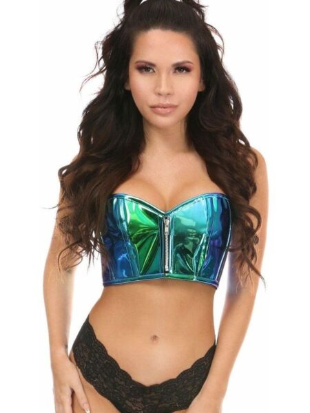 Lavish Teal/Blue Holo Short Bustier — Pleasure Zone Houston