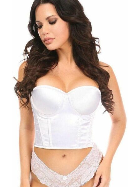 Lavish White Satin Underwire Bustier — Pleasure Zone Houston