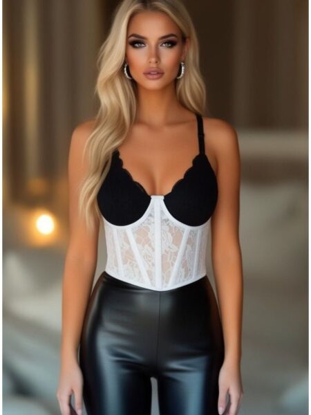 Lavish White Sheer Lace Underwire Waist Cincher Corset — Pleasure Zone Houston