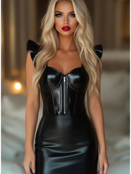 LIMITED EDITION Lavish Black Patent Bustier Top w/Ruffle Sleeves — Pleasure Zone Houston