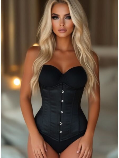 LIMITED EDITION Lavish Black Satin Underbust Corset — Pleasure Zone Houston