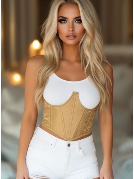 LIMITED EDITION Lavish Gold Brocade Open Cup Waist Cincher — Pleasure Zone Houston
