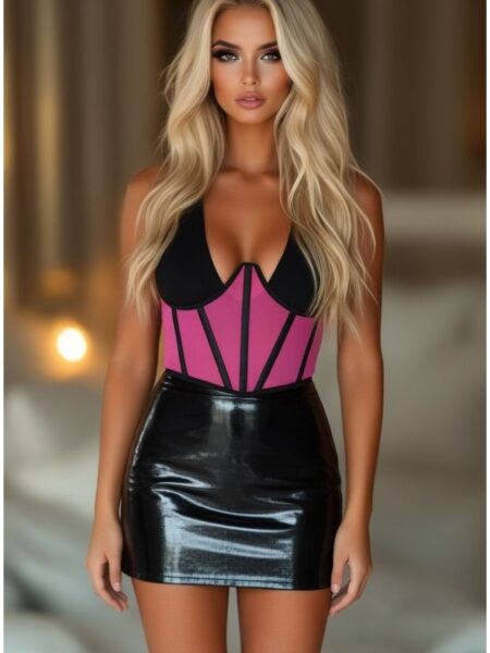 LIMITED EDITION Lavish Pink Mesh Open Cup Waist Cincher — Pleasure Zone Houston