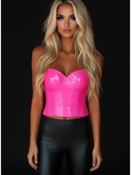LIMITED EDITION Lavish Pink Patent PVC Underwire Bustier — Pleasure Zone Houston