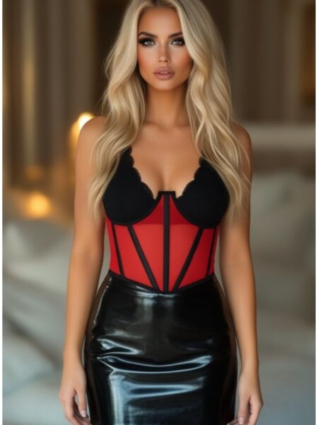 LIMITED EDITION Lavish Red Mesh Open Cup Waist Cincher — Pleasure Zone Houston