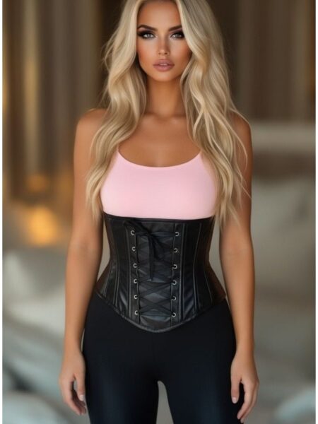 LIMITED EDITION Lavish Wet Look Faux Leather Lace-Up Under Bust Corset — Pleasure Zone Houston
