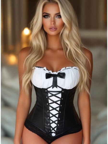 LIMITED EDITION Top Drawer Faux Leather Peasant Top Steel Boned Corset — Pleasure Zone Houston