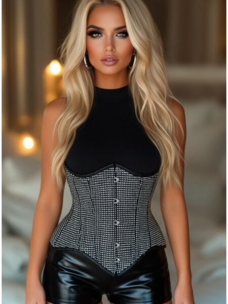 LIMITED EDITION Top Drawer Rhinestone Double Steel Boned Underbust Waist Cincher Corset — Pleasure Zone Houston