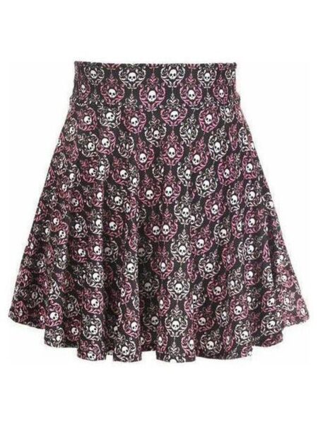 Pink & White Skulls Stretch Lycra Skirt — Pleasure Zone Houston