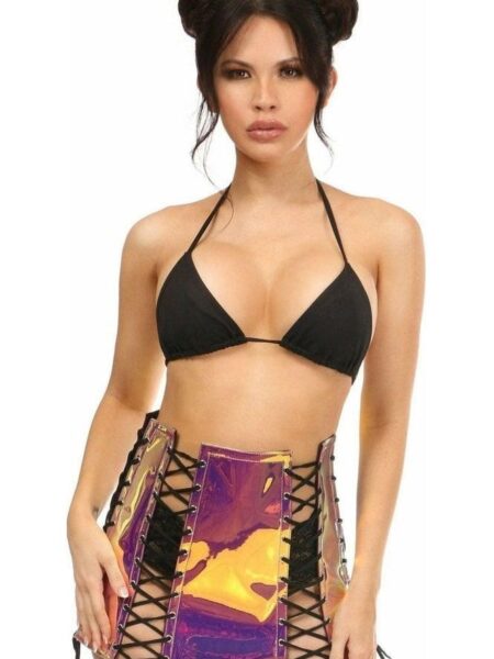 Rainbow Gold Holo Lace-Up Skirt — Pleasure Zone Houston