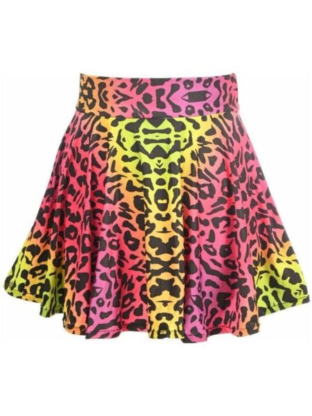 Rainbow Leopard Print Stretch Lycra Skirt — Pleasure Zone Houston