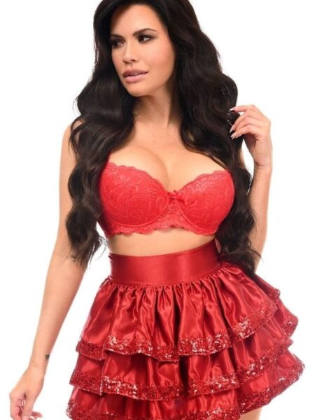 Red Sequin 3 Layer Skirt — Pleasure Zone Houston