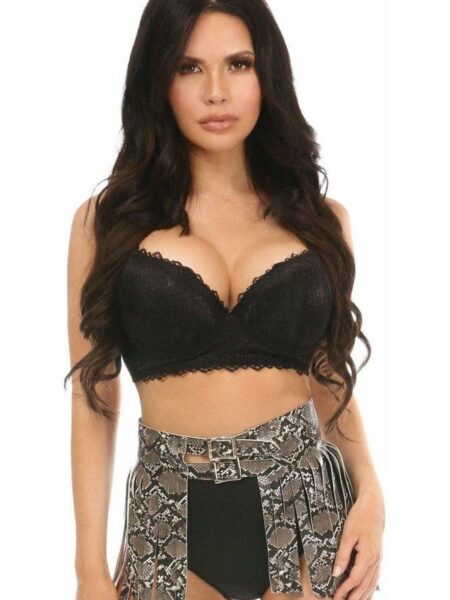 Snake Skin Print Faux Leather Fringe Skirt — Pleasure Zone Houston