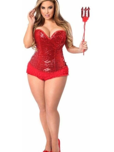 Top Drawer 4 PC Sequin Devil Corset Costume — Pleasure Zone Houston