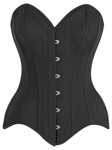 LIMITED EDITION Top Drawer Black Cotton Steel Boned Overbust Corset — Pleasure Zone Houston