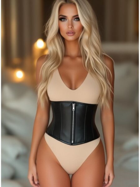 Top Drawer Black Faux Leather Steel Boned Mini Cincher