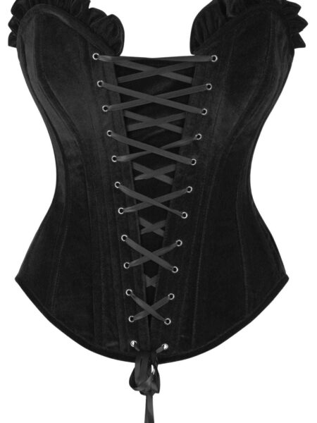 Top Drawer Black Velvet Lace-Up Steel Boned Overbust Corset — Pleasure Zone Houston