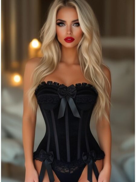 Top Drawer Black Velvet Steel Boned Burlesque Corset