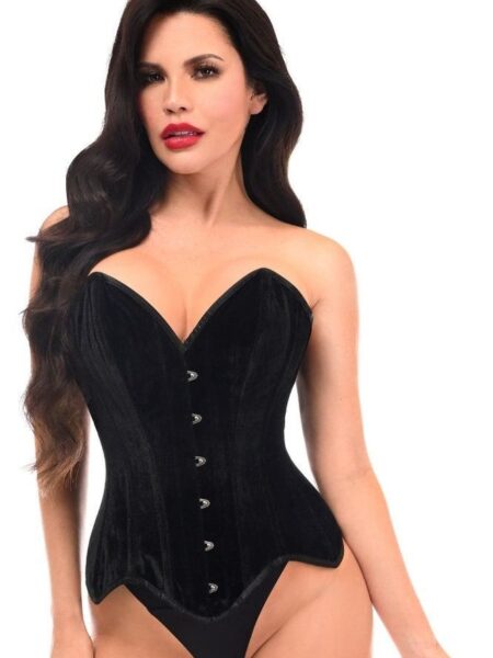 Top Drawer Black Velvet Steel Boned Overbust Corset — Pleasure Zone Houston
