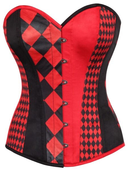 Top Drawer Black/Red Print Steel Boned Corset