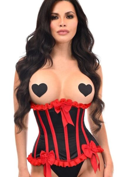 Top Drawer Black/Red Steel Boned Burlesque Underbust Corset Waist Cincher — Pleasure Zone Houston