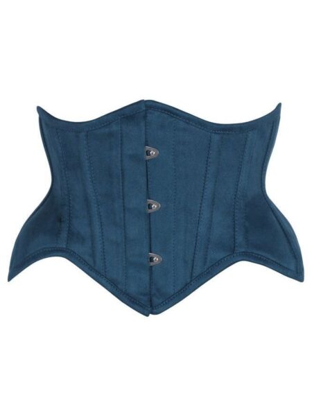 LIMITED EDITION Top Drawer Blue Suede Steel Boned Mini Waist Cincher Corset — Pleasure Zone Houston