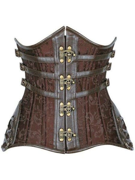 Top Drawer CURVY Brown Steampunk Steel Double Boned Under Bust Corset