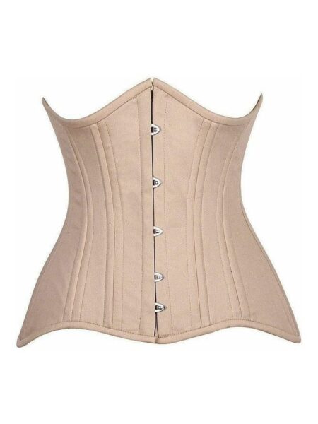 Top Drawer CURVY Nude Cotton Double Steel Boned Underbust Waist Cincher Corset — Pleasure Zone Houston