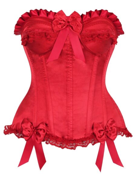 Top Drawer Dark Red Satin Steel Boned Burlesque Corset