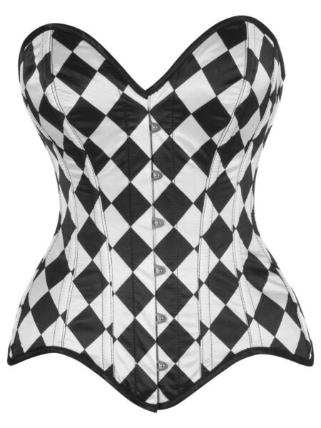 Top Drawer Diamond Print Satin Steel Boned Overbust Corset — Pleasure Zone Houston