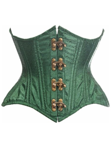 Top Drawer Double Steel Boned Green Brocade Curvy Underbust Corset — Pleasure Zone Houston
