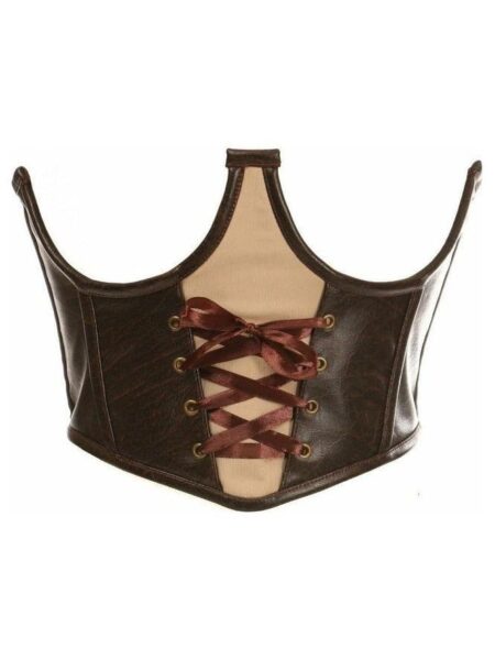 Top Drawer Faux Leather Steel Boned Lace-Up Open Cup Waist Cincher — Pleasure Zone Houston