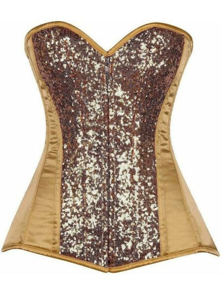 Top Drawer Gold Sequin Steel Boned Corset — Pleasure Zone Houston