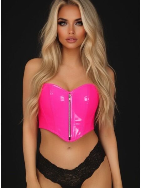 Top Drawer Hot Pink Patent Bustier Top w/Zipper — Pleasure Zone Houston