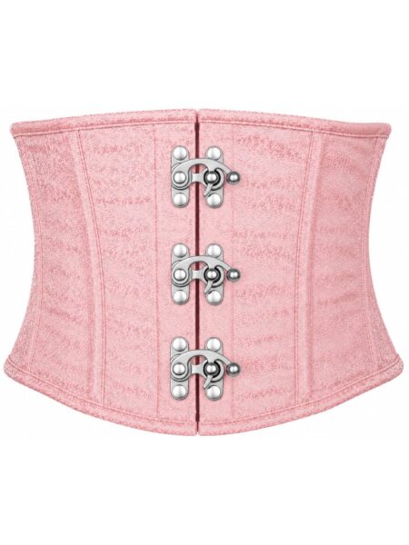Top Drawer Lt Pink Brocade Steel Boned Mini Cincher w/Clasps
