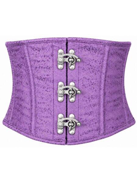 Top Drawer Lt Purple Brocade Steel Boned Mini Cincher w/Clasps
