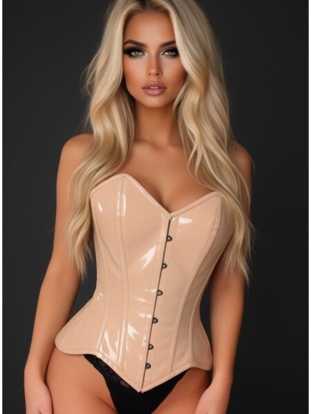 Top Drawer Nude Patent Steel Boned Overbust Corset