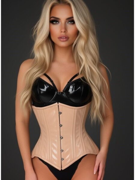 Top Drawer Nude Patent Steel Boned Under Bust Corset — Pleasure Zone Houston