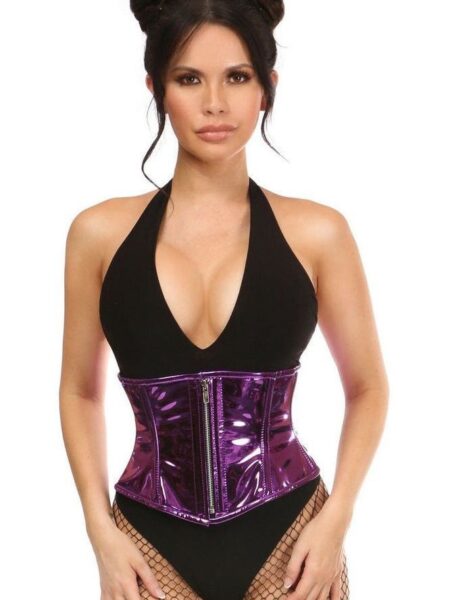 Top Drawer Purple Metallic Steel Boned Mini Cincher — Pleasure Zone Houston
